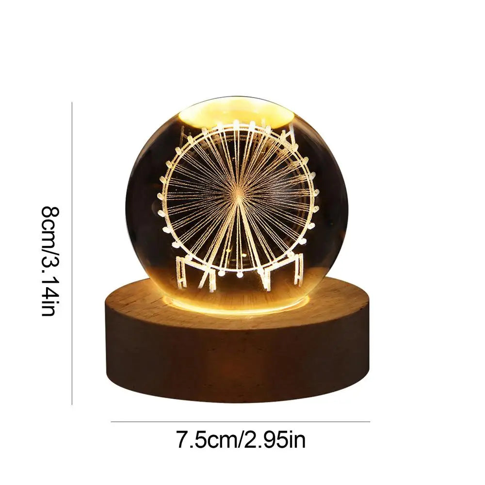 Crystal ball 6cm 3D Crystal Planet Night Light Laser Engraved Solar System Globe Advanced Decoration Graduation Gift Astronomy