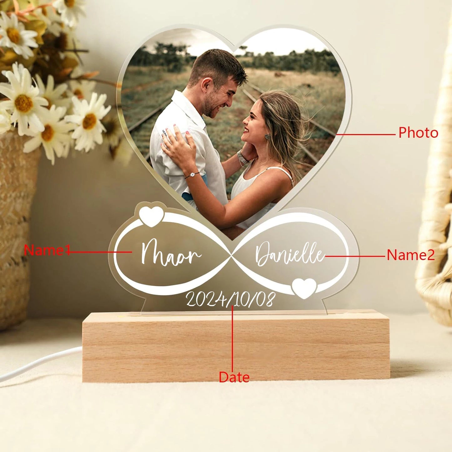 Personalized Anniversary Women Men Couples Gifts Custom Photo Love Frame Acrylic Plaque Valentine's Day Giftware for Him Her