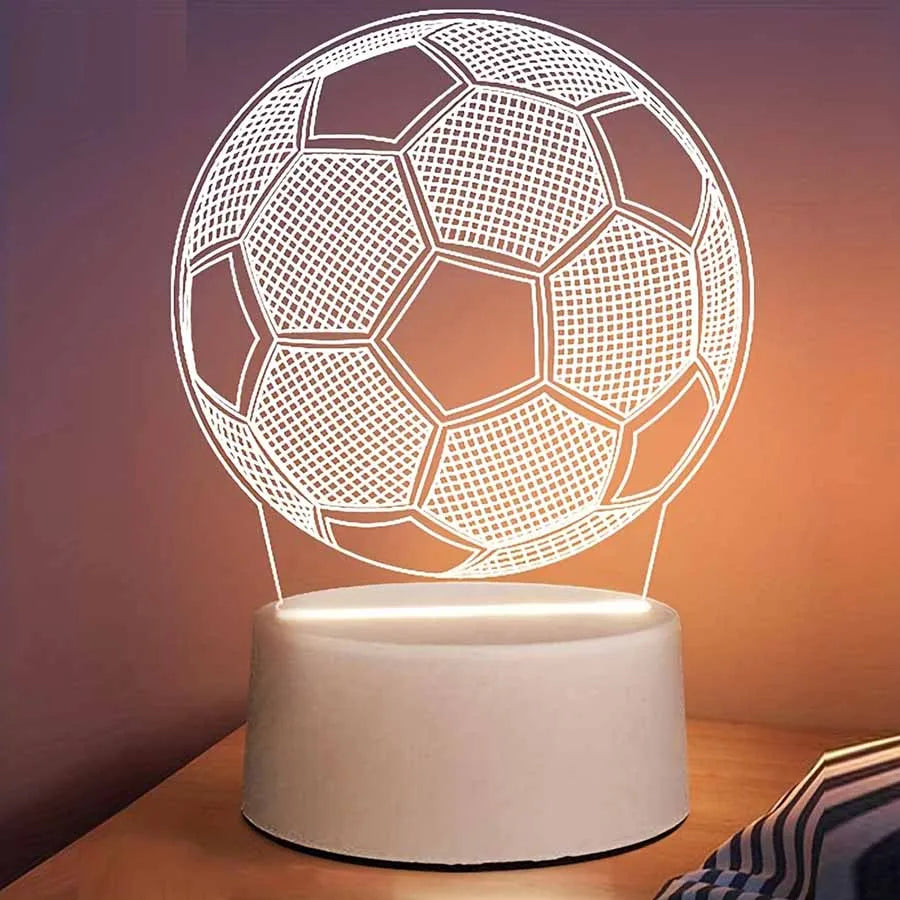 LED 3D Football Theme Table Lamp USB Plug Bedroom Bedside Creative Book Lamp Sports Enthusiasts Gift Decorative Night Light