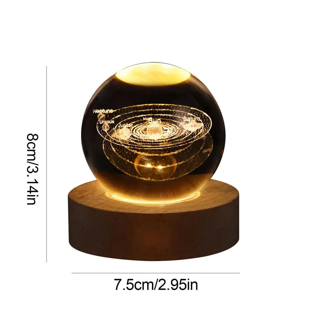 Crystal ball 6cm 3D Crystal Planet Night Light Laser Engraved Solar System Globe Advanced Decoration Graduation Gift Astronomy