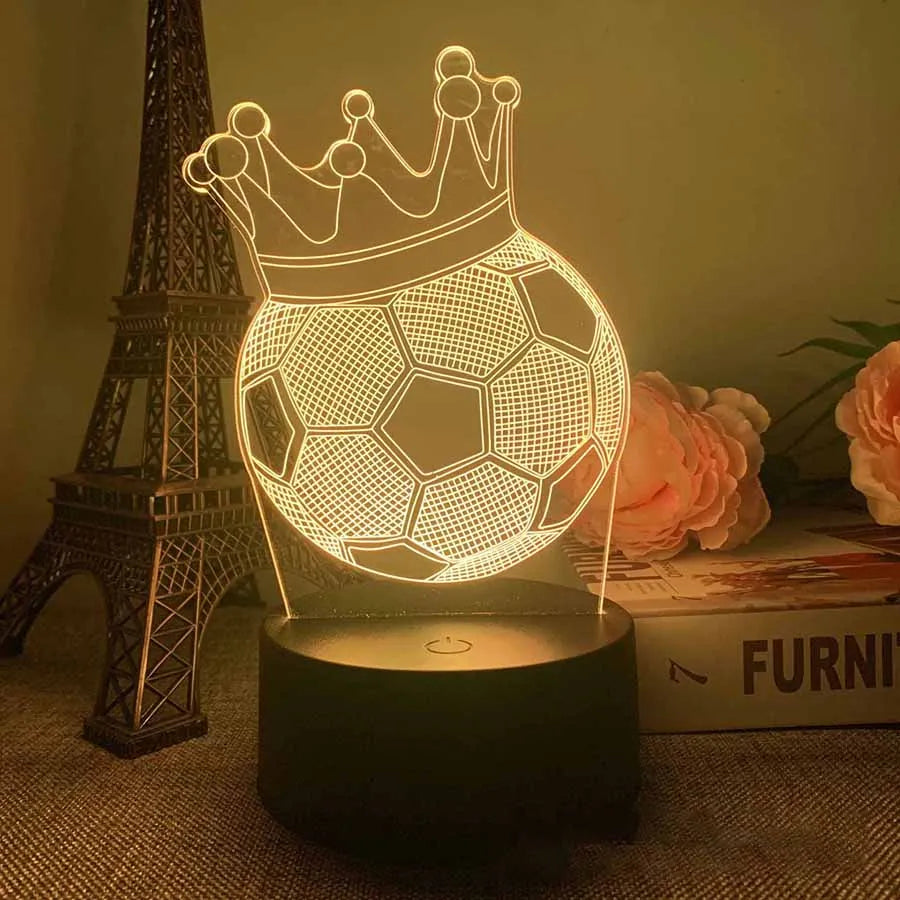 LED 3D Football Theme Table Lamp USB Plug Bedroom Bedside Creative Book Lamp Sports Enthusiasts Gift Decorative Night Light