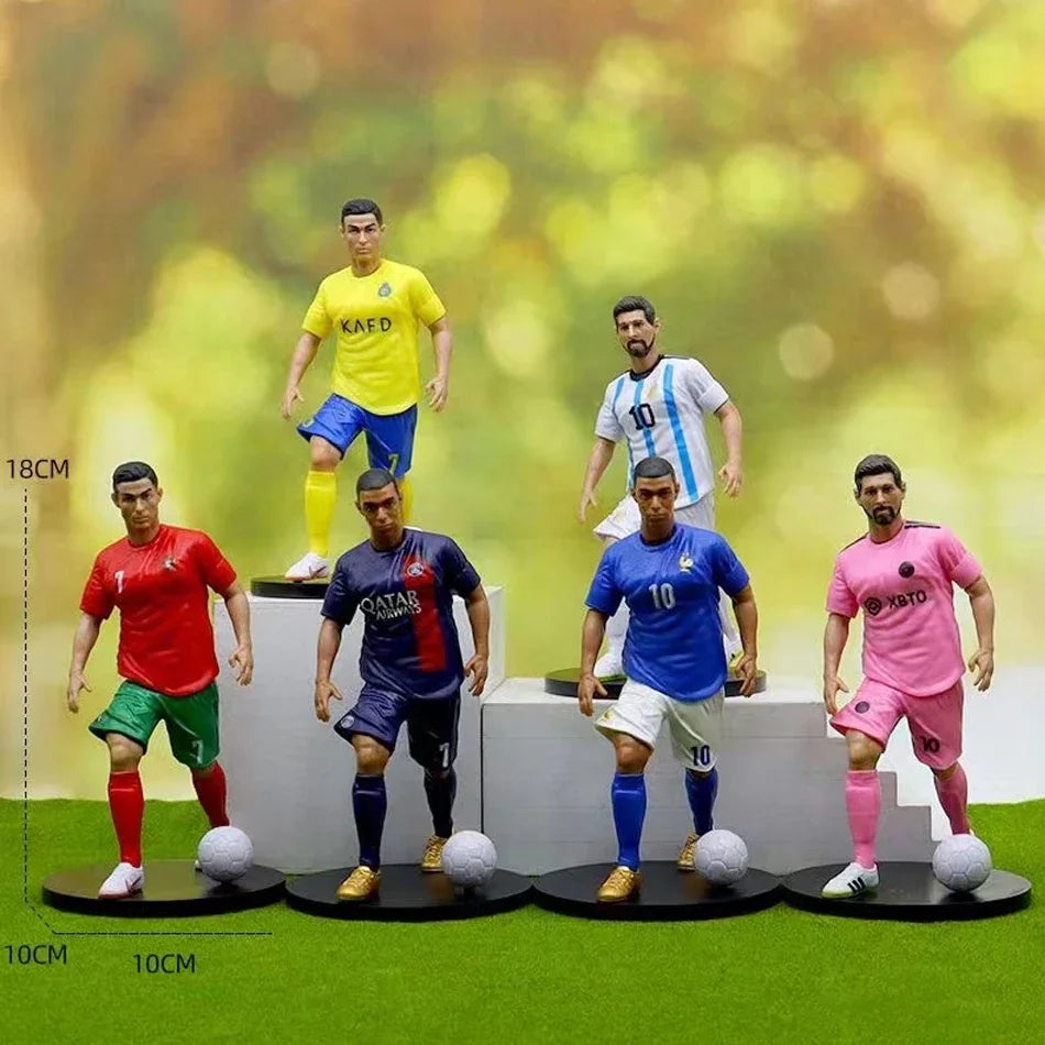 The Football Star C.Ronaldo Messi Mbappe Model Dolls Cartoon Cute Action Figure Car Accessories Football Fans Gifts